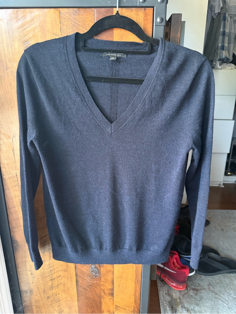 Banana Republic Merino Wool Boyfriend V-neck Sweater - Navy